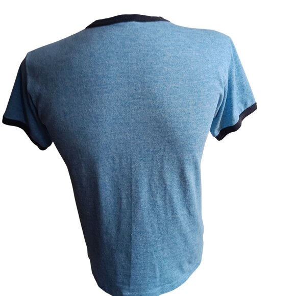 Single Stitch Vintage Men's T-shirt Medium Rayon Triblend Russell heather Blue M - Picture 7 of 7